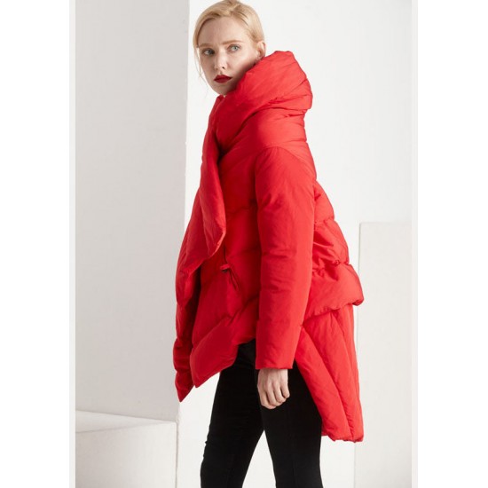 Black fashion Cloak asymmetrical design Thick Winter Duck Down Coat