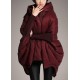 Trendy Mulberry hooded zippered Cloak Sleeves Winter Duck Down coat
