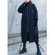 Fine black winter parkas oversize hooded zippered winter coats