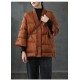 Caramel V Neck Button Thick fashion Winter Duck Down Jackets