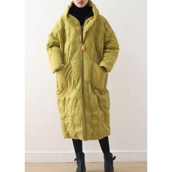 2025 Warm Yellow Down Coat original design literary retro overcoat