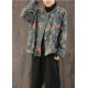 Casual retro Print Button Fall Denim Coat