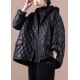 Luxury Black hooded zippered Patchwork Winter Winter Coats Long sleeve