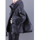 Beautiful Black hooded Loose zippered Warm Winter Duck Down Jacket