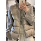 Loose Kahki Turtleneck Zip Up Knit Patchwork Parka Long Sleeve