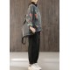Casual retro Print Button Fall Denim Coat