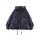 Beautiful Black hooded Loose zippered Warm Winter Duck Down Jacket