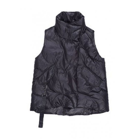 Beautiful Black Peter Pan Collar zippered Duck Down Winter down vest