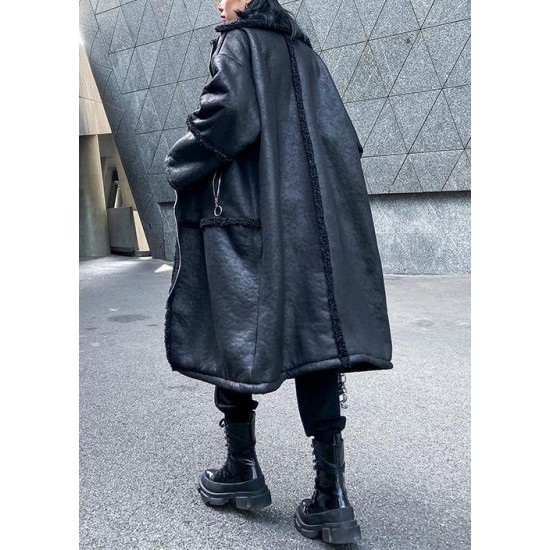 New oversized long jackets winter coats black zippered wool overcoat