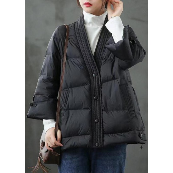 Caramel V Neck Button Thick fashion Winter Duck Down Jackets