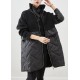 Women Black Zip Up Patchwork Fine Cotton Filled Knit Coat Winter