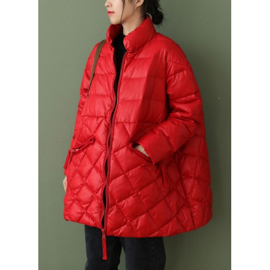 Boutique Chocolate zippered Pockets Loose Winter Down Coat