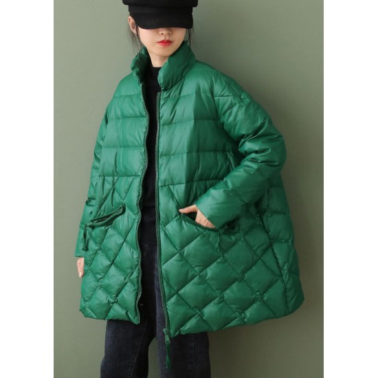 Boutique Chocolate zippered Pockets Loose Winter Down Coat