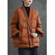 Caramel V Neck Button Thick fashion Winter Duck Down Jackets