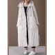 Free Shipping-luxury Plus Size Winter Overcoat Beige Hooded Large Pockets Coat