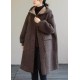 Women Blue Hooded Button Faux Fur Winter Coat
