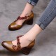 Plus Size Women Retro Date Shoes Floral Embellished Chunky High Heels