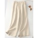 Leisure Solid Button Pocket Wide Leg Cotton Pants