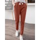 Solid Pocket Drawstring Elastic Waist Casual Tapered Pants