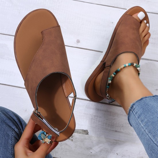 Women Casual Summer Beach Vacation Hook   Loop Thumb Sandals